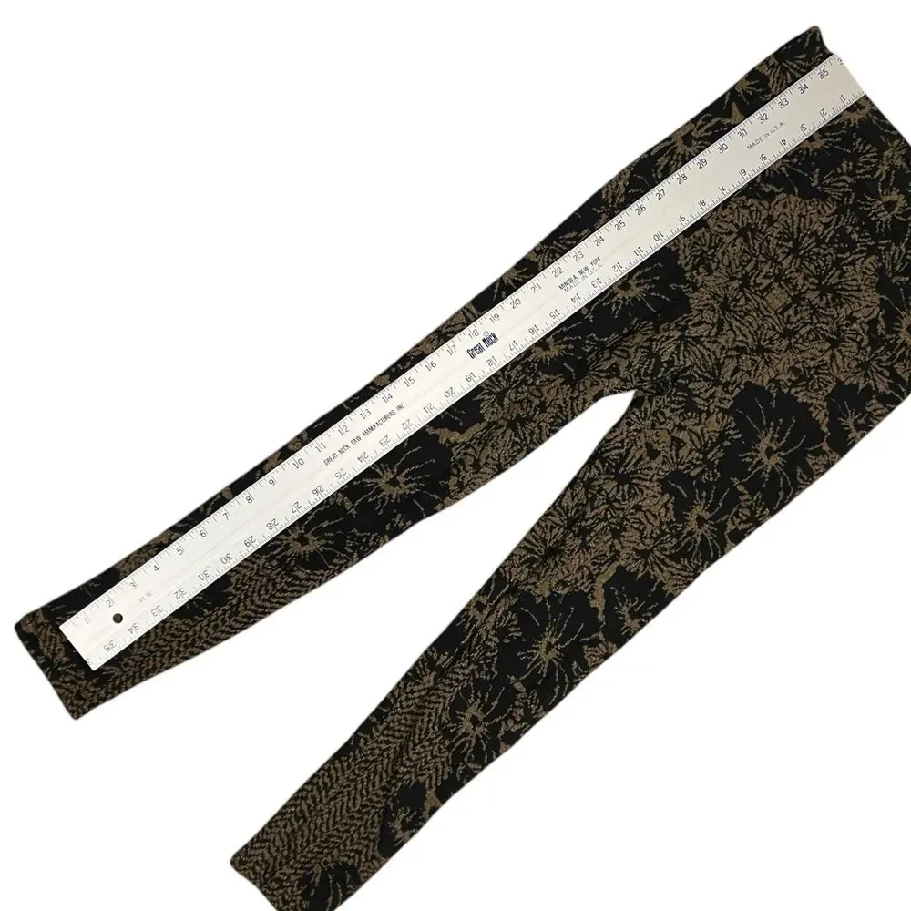 Free‎ People Gold Metallic Ornate Floral Print Leggings Black Boho